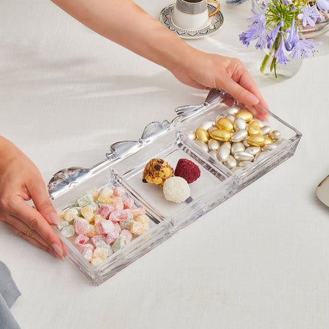 Karaca Candy Glass Decorative Serving Plate, 35cm, Silver