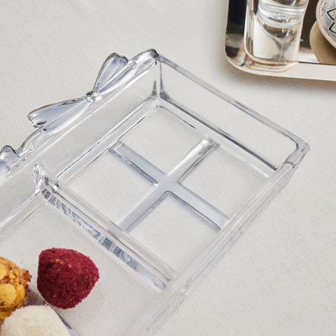 Karaca Candy Glass Decorative Serving Plate, 35cm, Silver