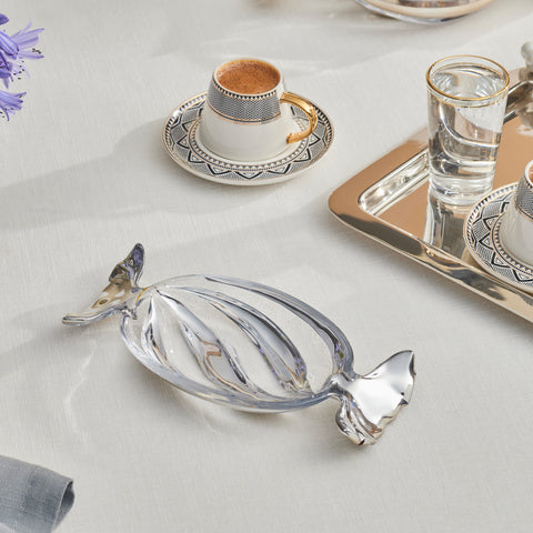 Karaca Candy Glass Decorative Plate, 20cm, Silver