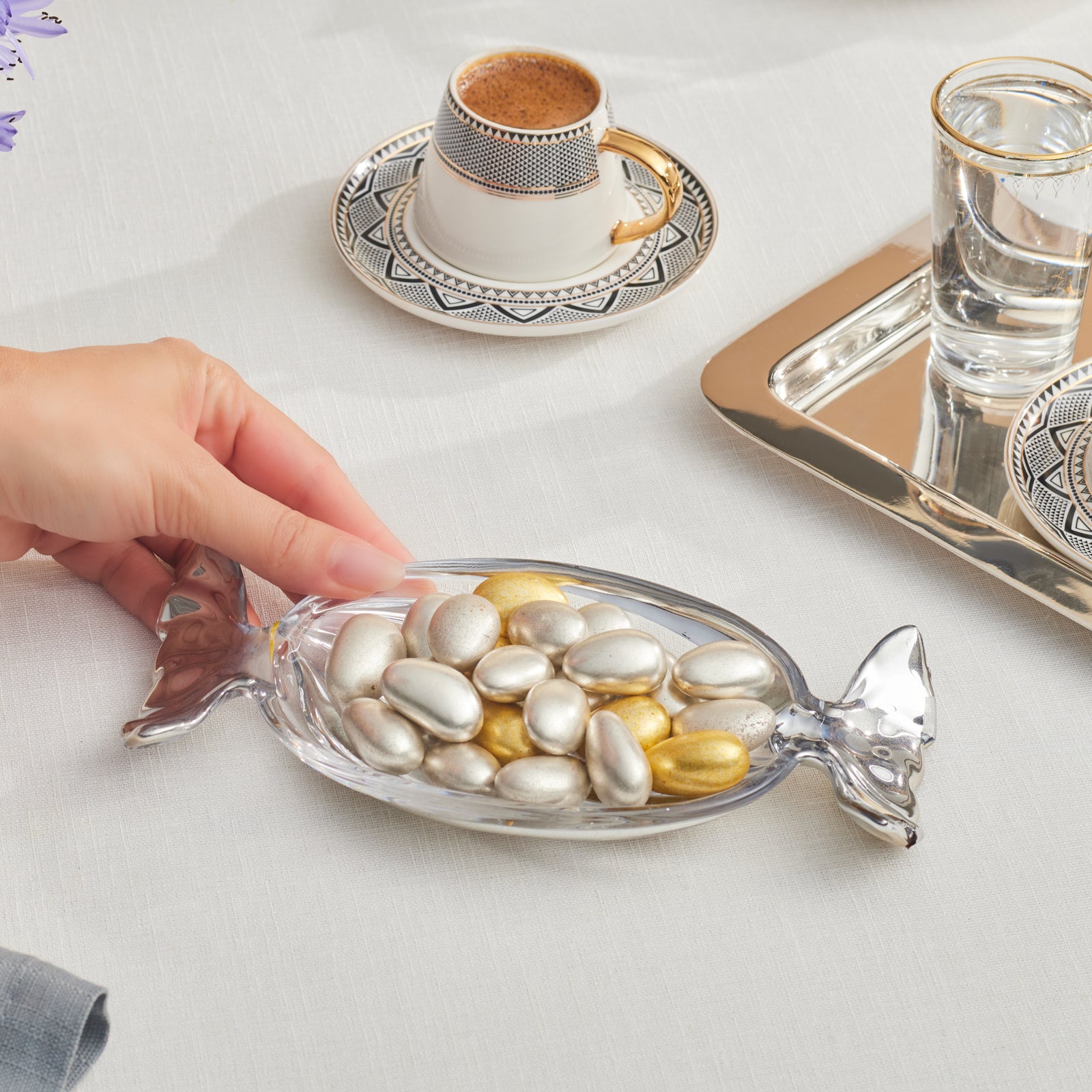 Karaca Candy Glass Decorative Plate, 20cm, Silver