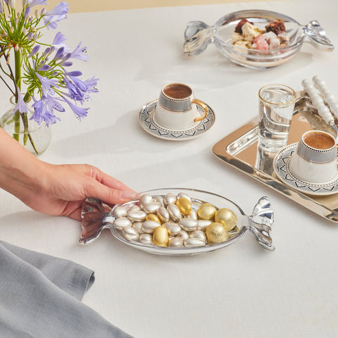 Karaca Candy Glass Decorative Plate, 23cm, Silver