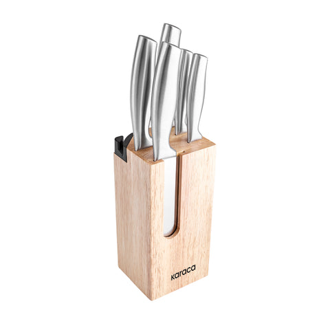 Karaca Force Samurai 6-Piece Knife Set with Wooden Block, Wood