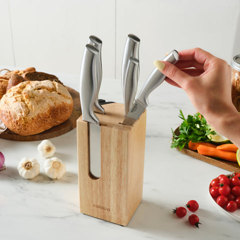 Karaca Force Samurai 6-Piece Knife Set with Wooden Block, Wood