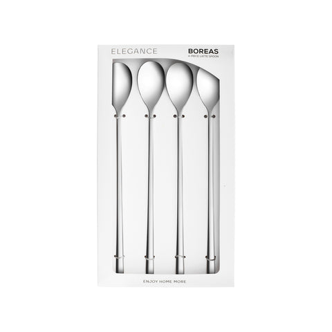 Karaca Boreas 4-Piece Stainless Steel Latte Spoon, Silver