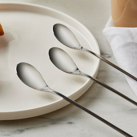 Karaca Boreas 4-Piece Stainless Steel Latte Spoon, Silver