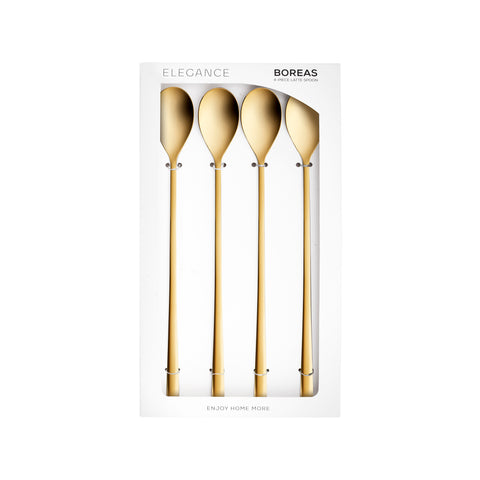 Karaca Boreas 4-Piece Stainless Steel Latte Spoon, Gold