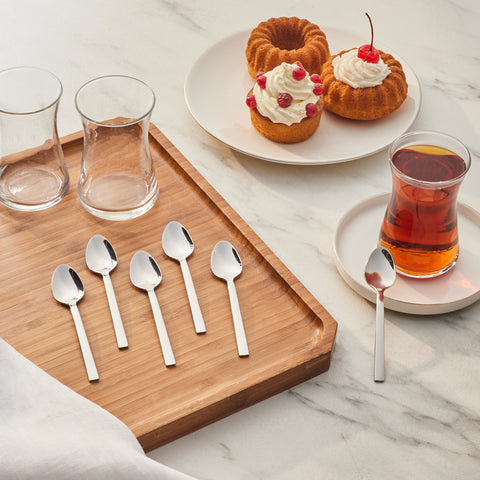 Karaca Sedir 6-Piece Stainless Steel Tea Spoon, Silver