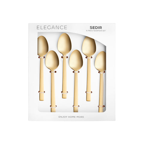 Karaca Sedir 6-Piece Stainless Steel Tea Spoon, Gold