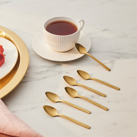 Karaca Sedir 6-Piece Stainless Steel Tea Spoon, Gold