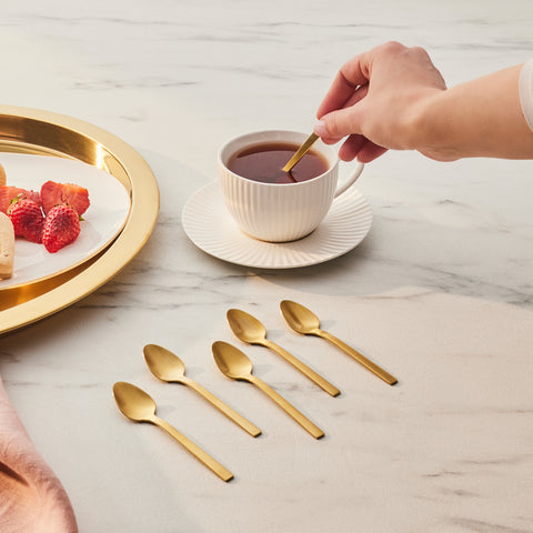 Karaca Sedir 6-Piece Stainless Steel Tea Spoon, Gold