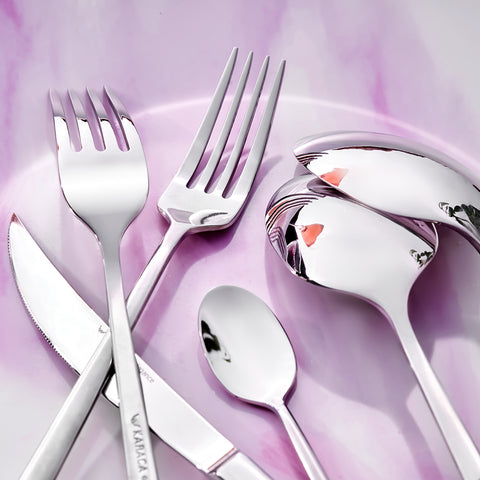 Karaca Tivoli 30-Piece Stainless Steel Cutlery Set for 6 People, Silver