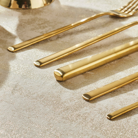 Karaca Tivoli 30-Piece Stainless Steel Cutlery Set for 6 People, Matte Gold