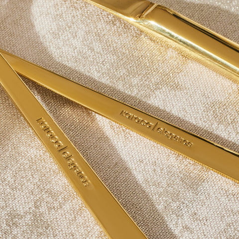 Karaca Tivoli 30-Piece Stainless Steel Cutlery Set for 6 People, Shiny Gold