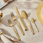 Karaca Tivoli 30-Piece Stainless Steel Cutlery Set for 6 People, Shiny Gold