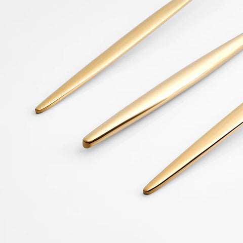 Karaca Lizbon 30-Piece Stainless Steel Cutlery Set for 6 People, Shiny Gold