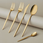 Karaca Lizbon 30-Piece Stainless Steel Cutlery Set for 6 People, Shiny Gold