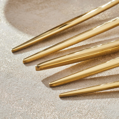 Karaca Lizbon 30-Piece Stainless Steel Cutlery Set for 6 People, Shiny Gold