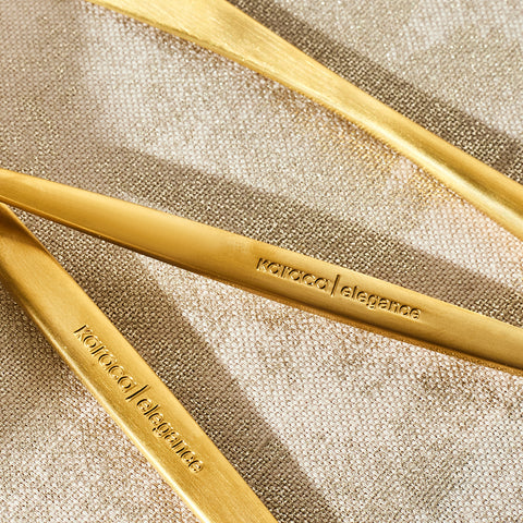 Karaca Lizbon 30-Piece Stainless Steel Cutlery Set for 6 People, Matte Gold