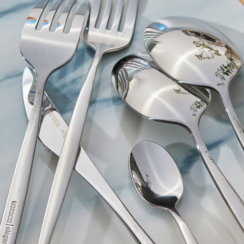 Karaca Lizbon 30-Piece Stainless Steel Cutlery Set for 6 People, Silver