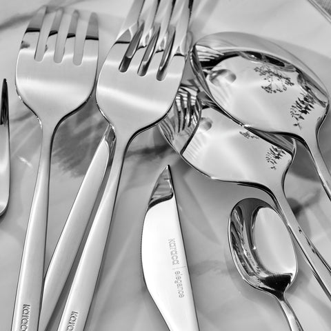 Karaca Lizbon 30-Piece Stainless Steel Cutlery Set for 6 People, Silver