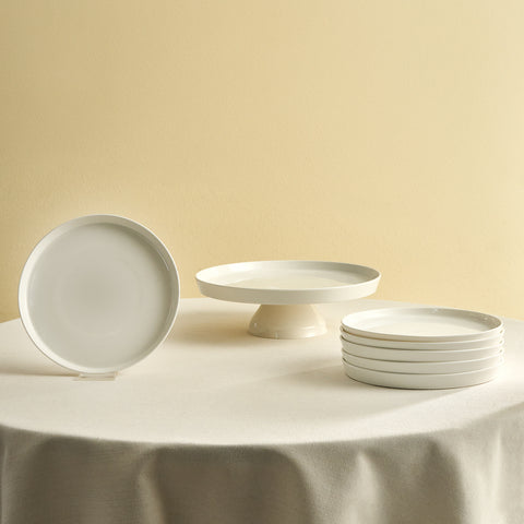 Karaca Salvare 7-Piece Bone China Serveware Set for 6 People, White