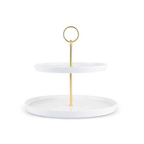Karaca Salvare Bone China 2-Tier Cake Stand, White
