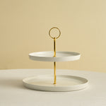Karaca Salvare Bone China 2-Tier Cake Stand, White