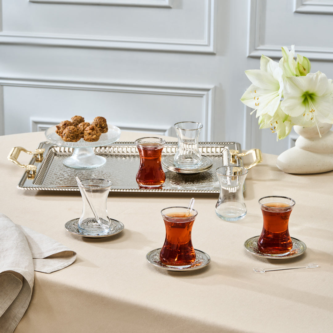 Karaca Deniz 19-Piece Turkish Tea Set for 6 People, 130ml, Multi