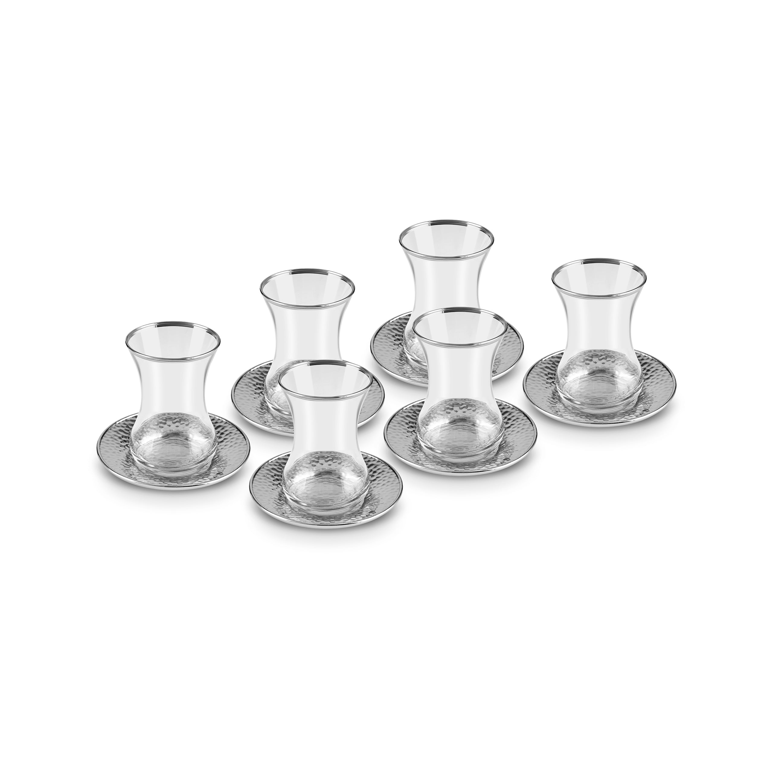 Karaca Ada 18-Piece Turkish Tea Set for 6 People, 130ml, Platin