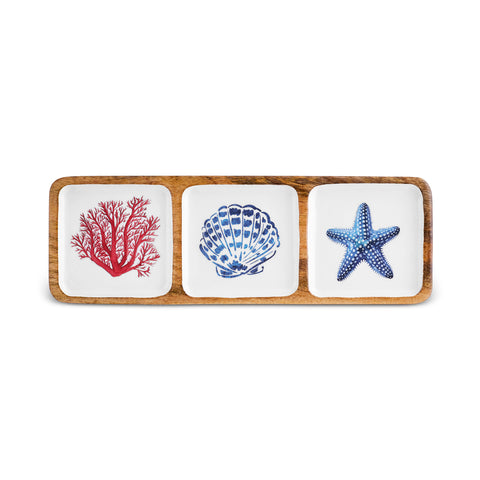 Karaca Mango 3-Piece Nut Bowl Set, Blue