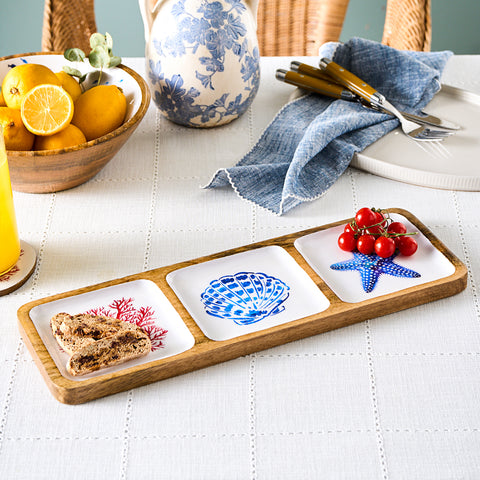 Karaca Mango 3-Piece Nut Bowl Set, Blue