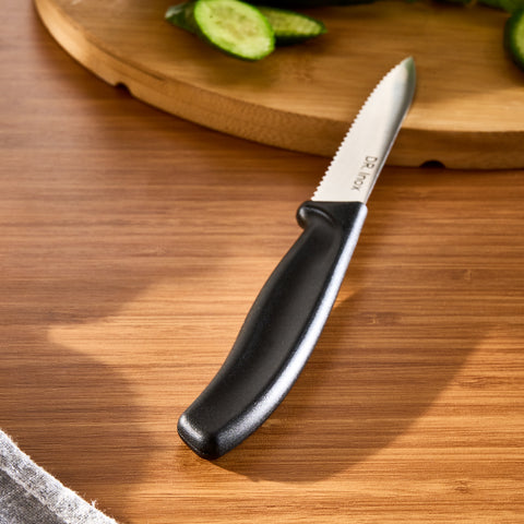 Dr.Inox Serrated Stainless Steel Utility Knife, 21cm, Black