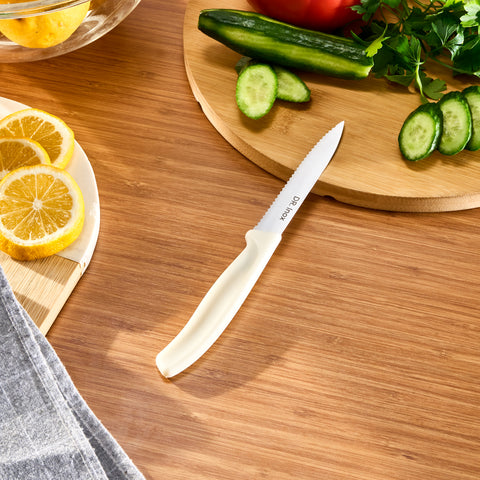 Dr.Inox Serrated Stainless Steel Utility Knife, 21cm, Cream