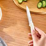 Dr.Inox Serrated Stainless Steel Utility Knife, 21cm, Cream