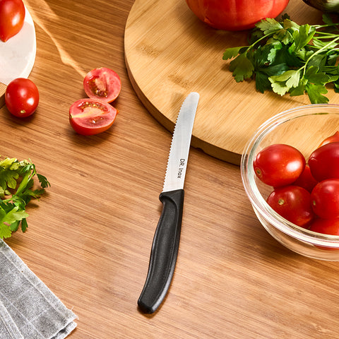 Dr.Inox Stainless Steel Tomato Knife, 22cm, Black