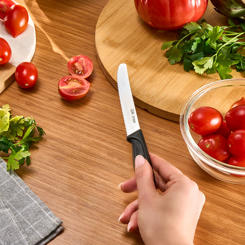 Dr.Inox Stainless Steel Tomato Knife, 22cm, Black