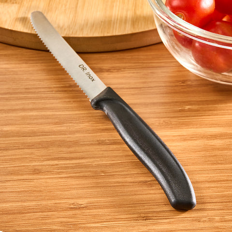 Dr.Inox Stainless Steel Tomato Knife, 22cm, Black