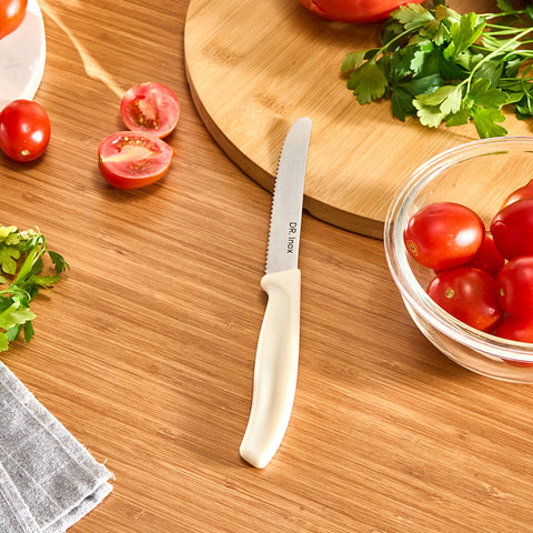 Dr.Inox Stainless Steel Tomato Knife, 22cm, Cream