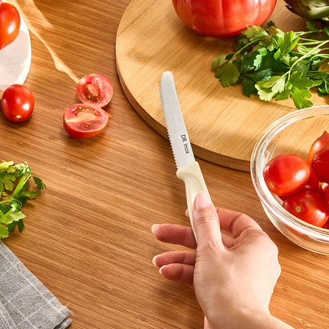 Dr.Inox Stainless Steel Tomato Knife, 22cm, Cream