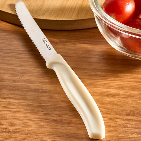 Dr.Inox Stainless Steel Tomato Knife, 22cm, Cream