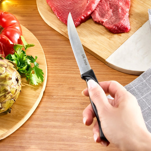 Dr.Inox Stainless Steel Steak Knife, 23cm, Black