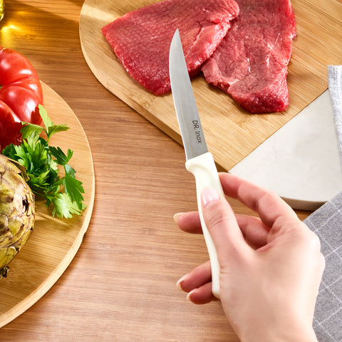 Dr.Inox Stainless Steel Steak Knife, 23cm, Cream