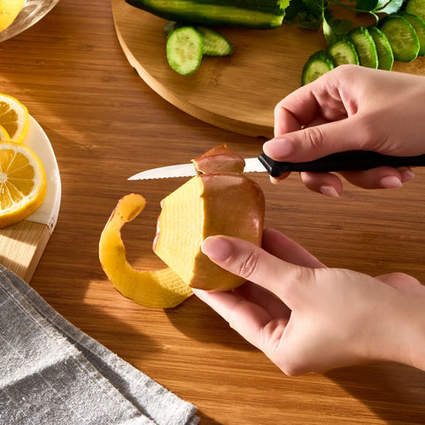 Dr.Inox Stainless Steel Serrated Paring Knife, 19cm, Black