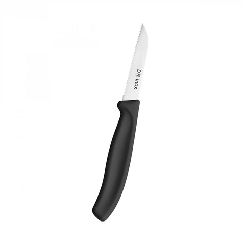 Dr.Inox Stainless Steel Serrated Paring Knife, 19cm, Black