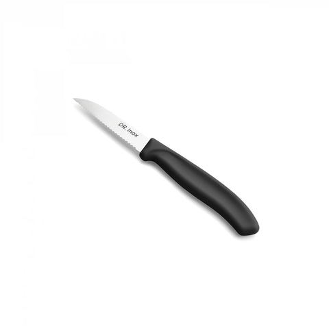Dr.Inox Stainless Steel Serrated Paring Knife, 19cm, Black