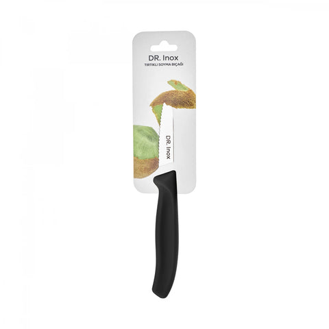Dr.Inox Stainless Steel Serrated Paring Knife, 19cm, Black