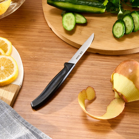 Dr.Inox Stainless Steel Serrated Paring Knife, 19cm, Black