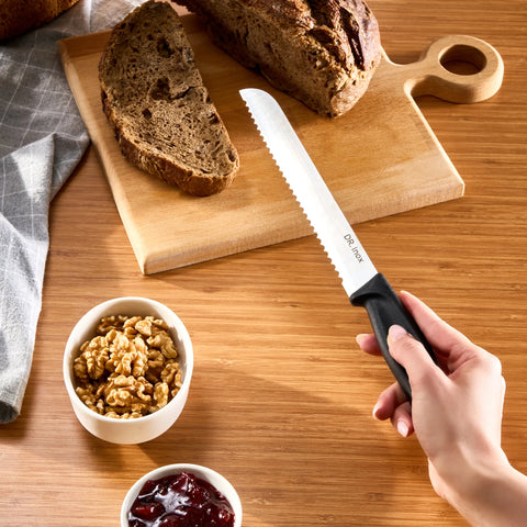 Dr.Inox Stainless Steel Bread Knife, 32cm, Black