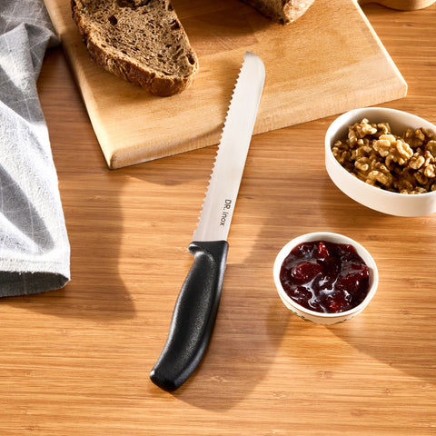 Dr.Inox Stainless Steel Bread Knife, 32cm, Black