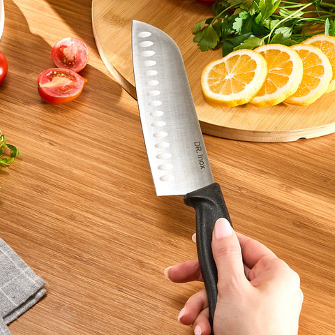 Dr. Inox Stainles Steel Santoku Knife, 30cm, Black